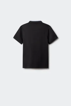 Polo gola mao em chambray para menino