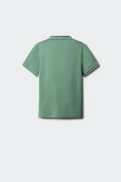 Polo gola mao em chambray para menino