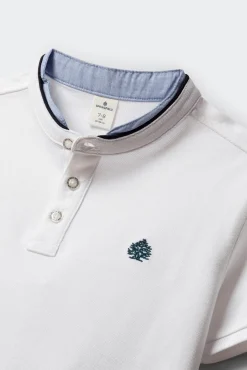 Polo gola mao em chambray para menino