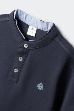 Polo gola mao em chambray para menino