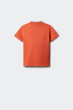 Polo gola mao em chambray para menino