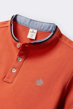 Polo gola mao em chambray para menino