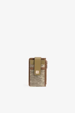 Porta-cartões em efeito pele tricolor