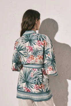 Quimono estampado verde