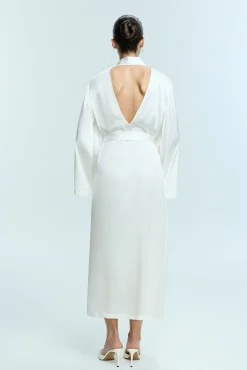 Robe comprida e cinto de cetim noiva