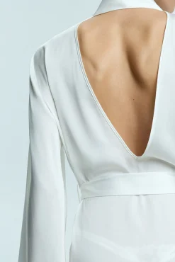 Robe comprida e cinto de cetim noiva