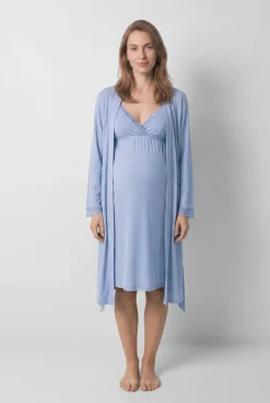 Robe midi com cinto azul