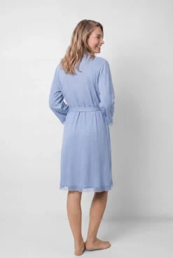 Robe midi com cinto azul