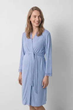 Robe midi com cinto azul