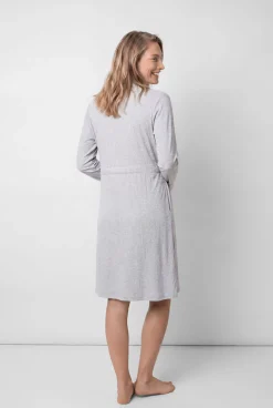 Robe midi com cinto cinza