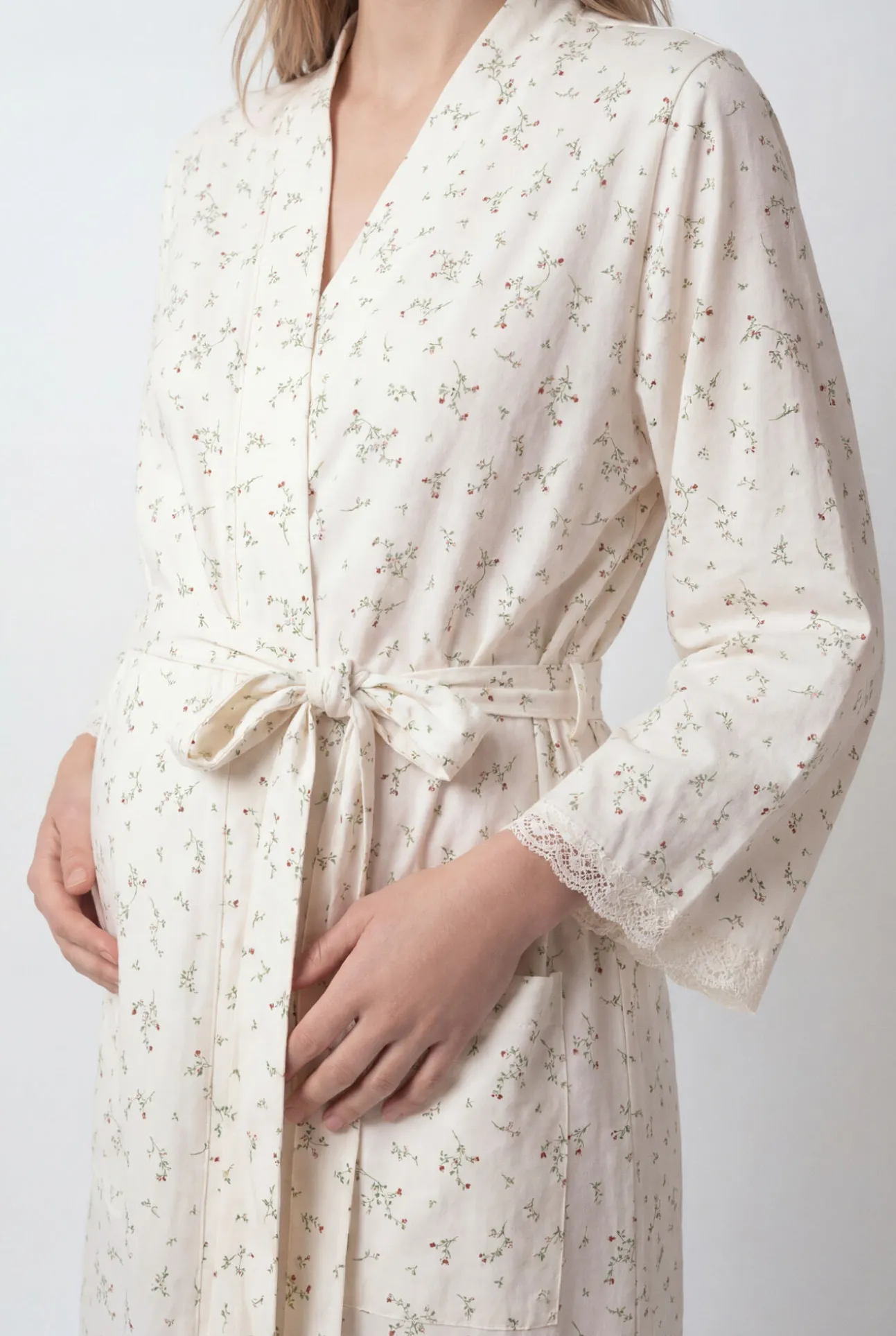 Robe midi em algodão com estampado floral