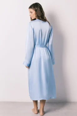 Robe midi em cetim azul