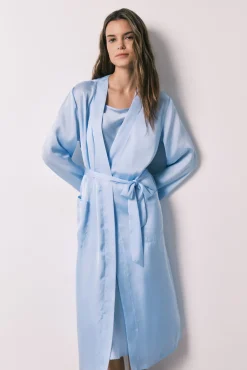 Robe midi em cetim azul