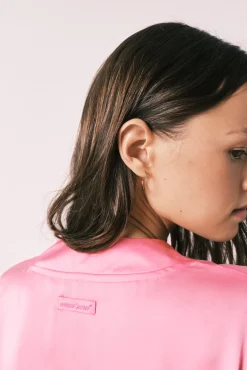 Robe midi em cetim rosa
