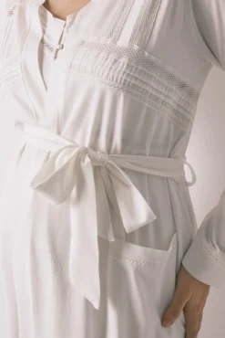 Robe midi maternity em algodão branco