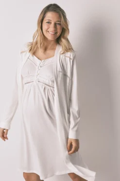 Robe midi maternity em algodão branco