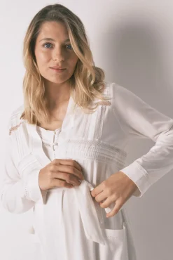 Robe midi maternity em algodão branco