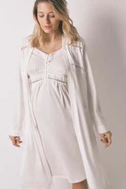 Robe midi maternity em algodão branco