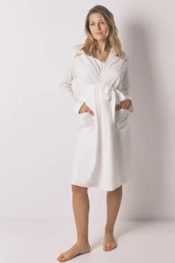 Robe midi maternity em algodão branco