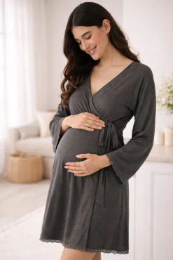 Robe pré-mamã com renda no tom