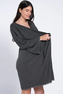 Robe pré-mamã com renda no tom