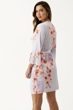 Robe quimono curta de lingerie floral