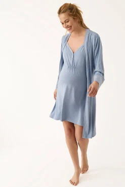 Robe quimono curta maternidade às bolinhas