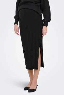 Saia midi canelada maternity