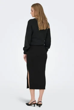 Saia midi canelada maternity