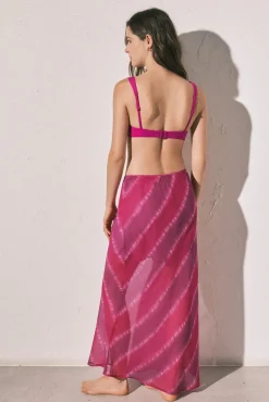 Saia midi em crepe estampado tie dye