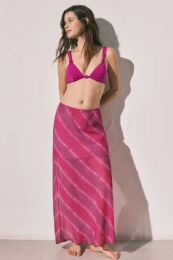 Saia midi em crepe estampado tie dye