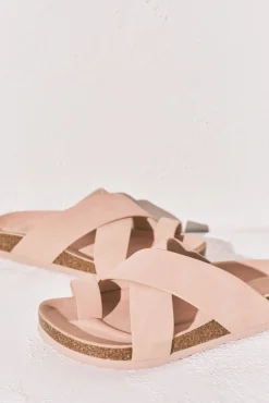 Sandália bio de tiras cruzadas rosa