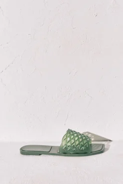 Sandálias rasas jelly verde