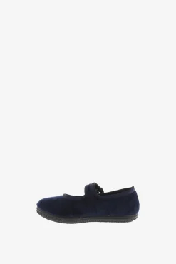 Sapatilhas de veludo para meninas com acabamento e fecho de fivela combinando
