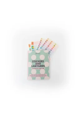 Set de personalização escolar: Stickers e lanyards - Abelha, pêssego, gato e estrela.