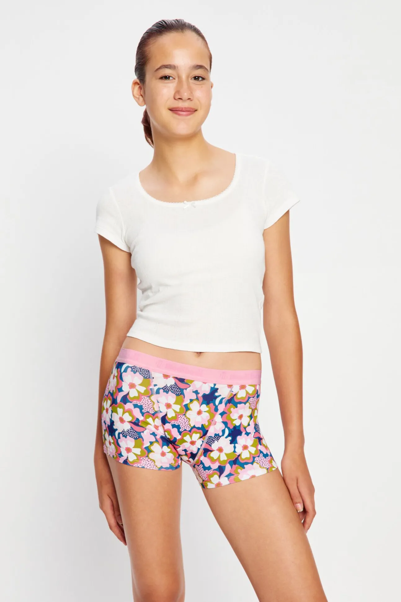 Short Menstrual Teen em Algodão Orgânico Fluxo Super Pink