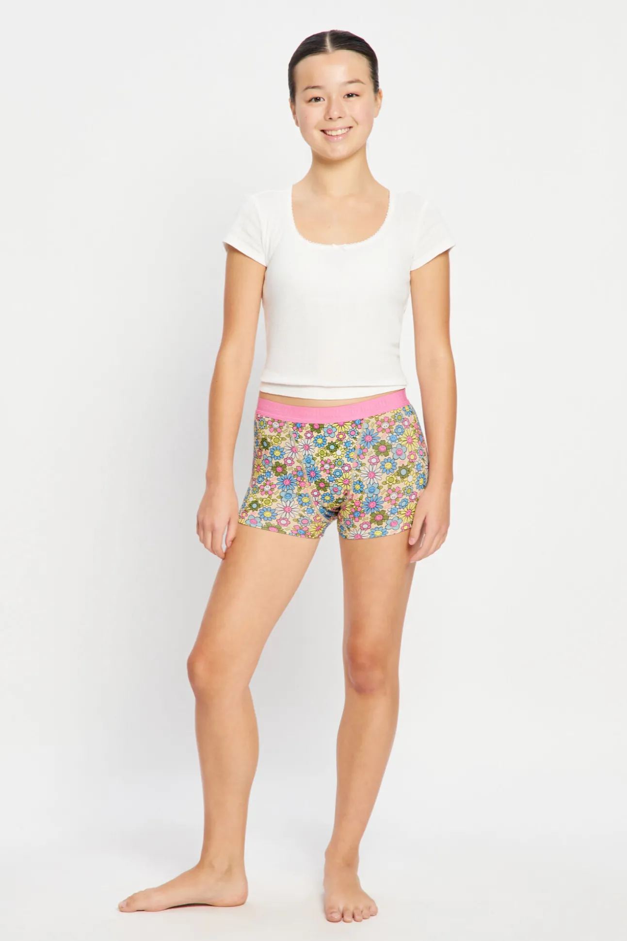 SmileyWorld® Short Menstrual Teen em Algodão Orgânico Fluxo Super Pink