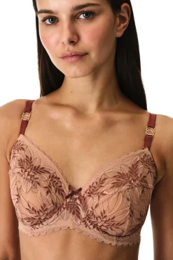 Soutien balconette em renda floral telha