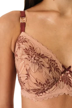 Soutien balconette em renda floral telha