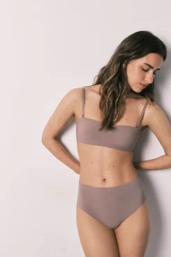 Soutien bandeau sem costura marrom