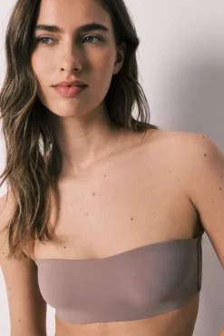 Soutien bandeau sem costura marrom