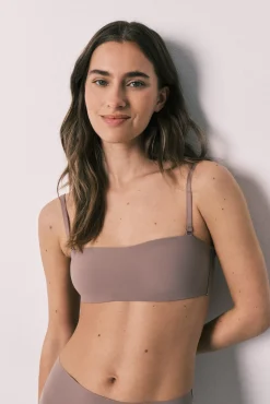 Soutien bandeau sem costura marrom
