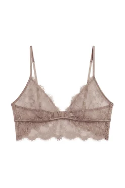Soutien bralette de renda de flores marrom