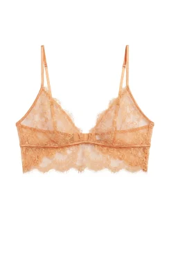 Soutien bralette de renda de flores laranja