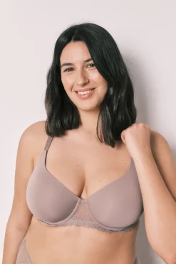 Soutien clássico em microfibra e renda bege BEAUTIFUL