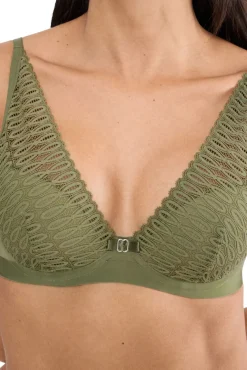 Soutien decote profundo em renda estampada