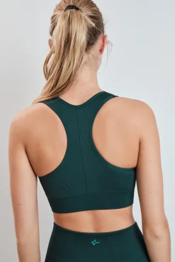 Soutien desportivo fecho-éclair central verde SEAMLESS FIT