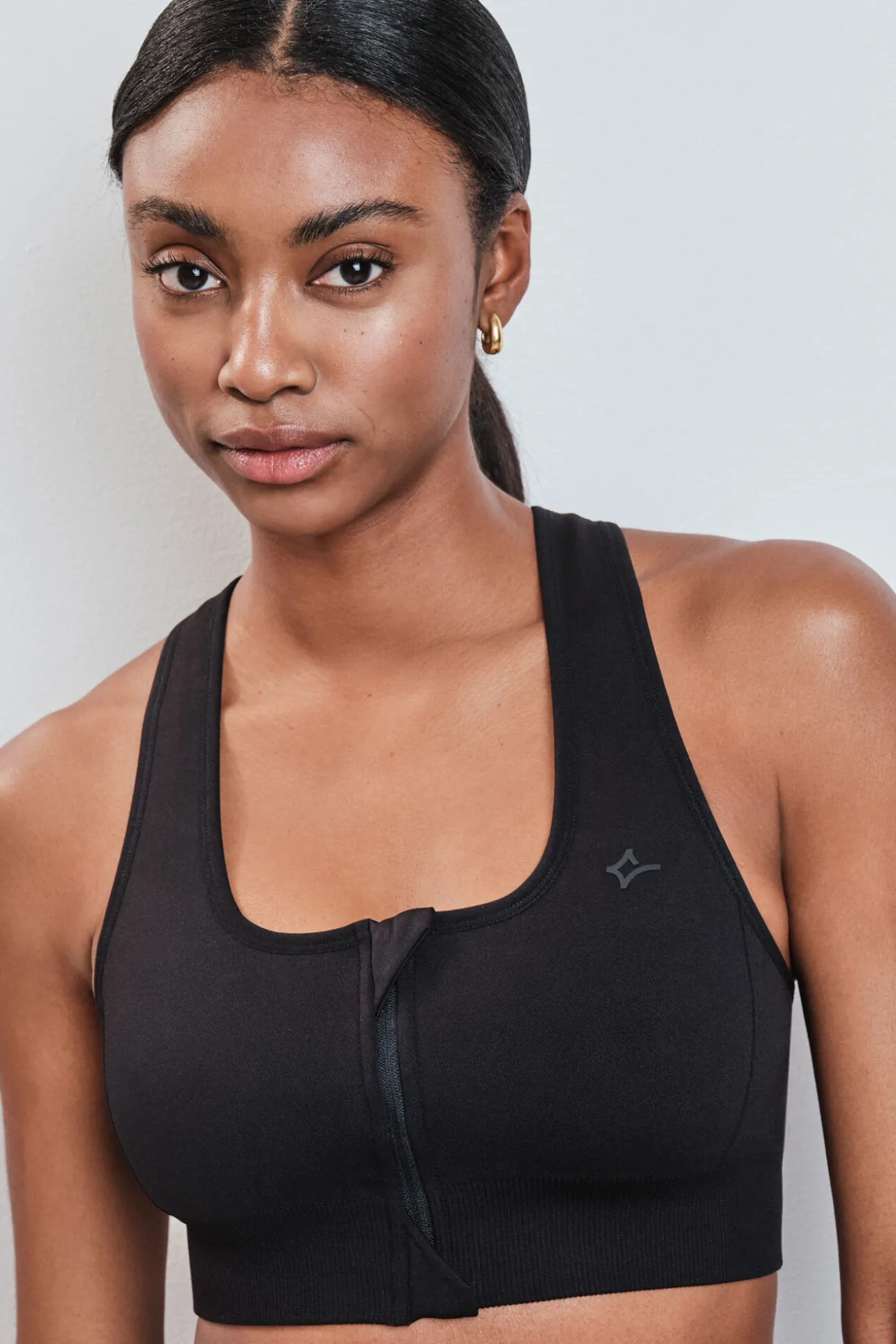 Soutien desportivo fecho-éclair central SEAMLESS FIT preto