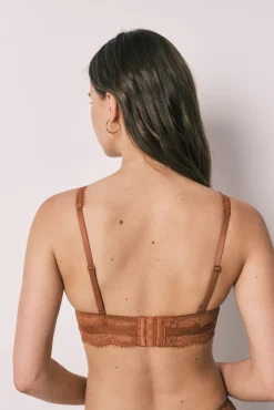Soutien halter com enchimento em renda marrom INTUITIVE