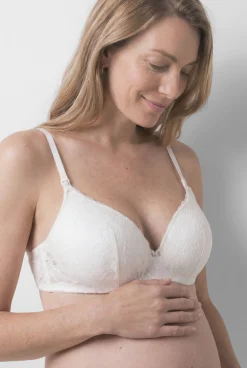 Soutien maternity triangular com enchimento em renda branco LOVELY